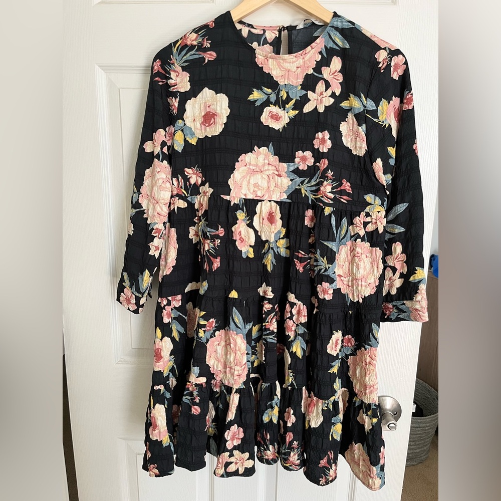 Zara Black and Pink Floral Dress